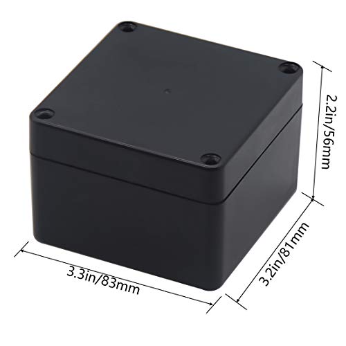 Junction Box, Zulkit Project Box IP65 Waterproof Outdoor Box ABS Plastic Electrical Boxes Electronic Enclosure Black 3.27 x 3.19 x 2.20 inch (83 x 81 x 56mm)(Pack of 2) - size: 3.27'' x 3.19'' x 2.20''(Pack of 2)
