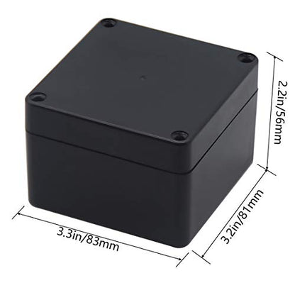Junction Box, Zulkit Project Box IP65 Waterproof Outdoor Box ABS Plastic Electrical Boxes Electronic Enclosure Black 3.27 x 3.19 x 2.20 inch (83 x 81 x 56mm)(Pack of 2) - size: 3.27'' x 3.19'' x 2.20''(Pack of 2)