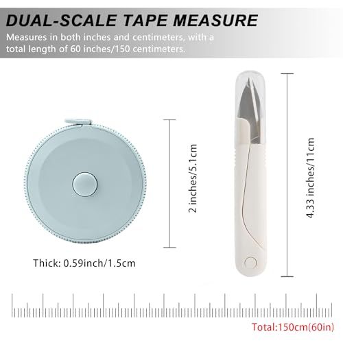 9 Pcs Tape Measure Body Measuring Tape with Soft Ruler for Sewing, Fabric, Cloth, Knitting, Tailor, DIY Home Craft, Mini Retractable Dual Scale 60 Inch - size: 9PCS