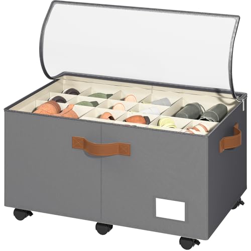 Foyego Shoe Organizer for Closet, Shoe Storage with Wheels, Gray - color: Gray, size: 25 ½"L x 17"W x 12 ½"H