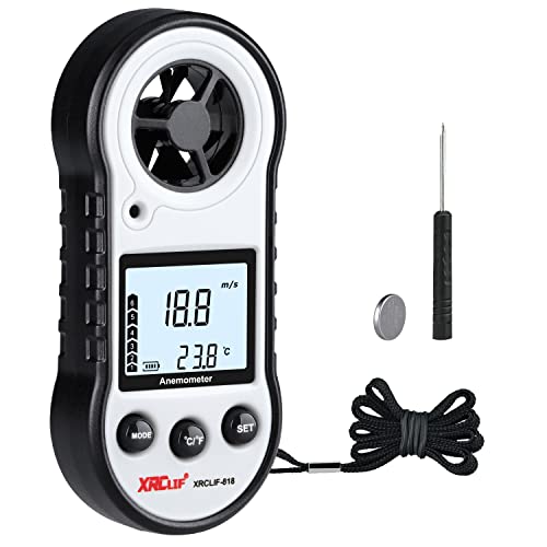 Digital Wind Speed & Temperature Anemometer, handheld Wind Gauge for Shooting, Windsurfing, Hunting - Gray - color: Gray