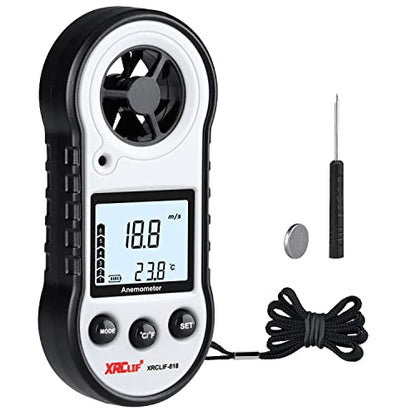 Digital Wind Speed & Temperature Anemometer, handheld Wind Gauge for Shooting, Windsurfing, Hunting - Gray - color: Gray