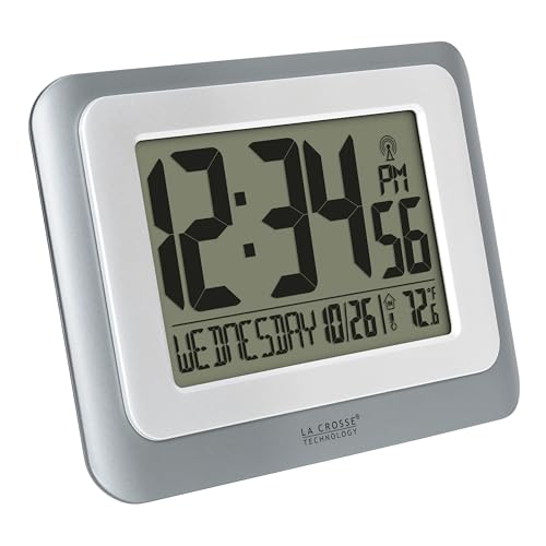 La Crosse Technology 513-88907-INT Digital Atomic Clock with Temperature - Cool Gray/Silver - color: Cool Gray, size: Large