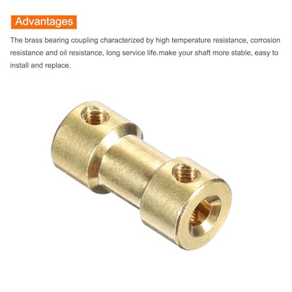 MECCANIXITY 2 Pcs 6mm to 6mm Brass Shaft Coupling Joint Connector with Screws and Hex Wrench Flexible Motor Shaft Coupler for Car Wheels Tires Shaft Motor - size: 6mm to 6mm