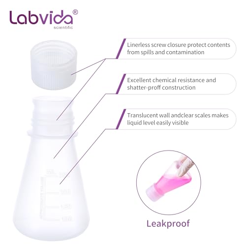 3pcs 500ml Plastic Erlenmeyer Flasks with Screw Cap, LVAH005 - style: 3pcs of Vol.500ml