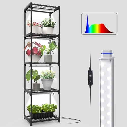 5-Tier Indoor Plant Shelf with Grow Lights, 11.8x15.7x59 - size: plant shelf with light -11.8×15.7×59inch