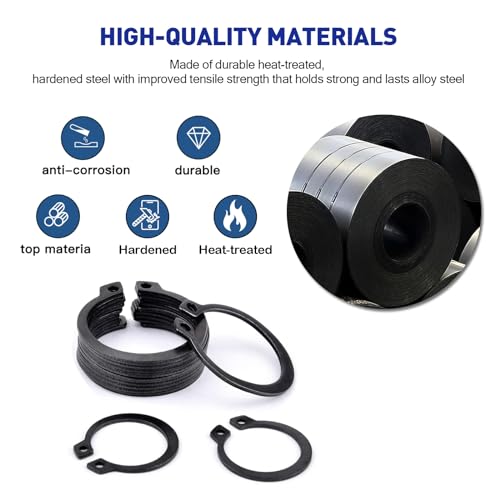 Boatsea 500Pcs External Circlip Snap Retaining Clip Rings Assortment Kit, Alloy Steel Snap Ring Shop Assortment Set, 21 Sizes External Retaining Rings of M4-M28 - size: C-Clip 500PCS