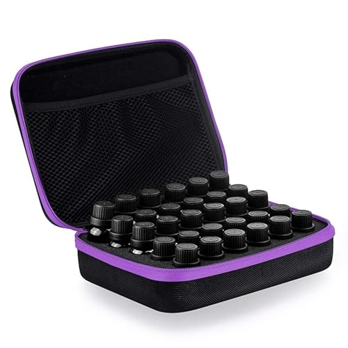 DHXYZZB Essential Oils Carrying Case, 30 Bottles 5ml, 10ml, 15ml Insulin Peptide Vial Storage Box Alcohol Ink Bottles Storage Organizer Bag Hard Shell EVA Nail Polish Case - color: Purple