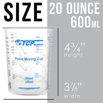 TCP Global 20 oz. (600ml) Graduated Plastic Mixing Cups - Box of 25
