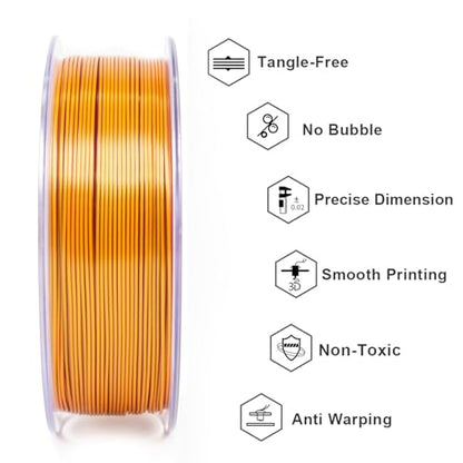 Geeetech Silk PLA Tri Color Filament 1.75mm 3D Printer Filament, Coextrusion Red Gold Purple Tri-Colors Metal-Like Shiny Silk PLA Filament, 1kg (2.2lbs) 1 Spool, Dimensional Accuracy +/- 0.02 mm - color: 1kg Triple Color Red-gold-purple