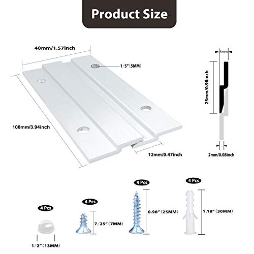 French Cleat Picture Hanger, 4 Inches Aluminum Z Hanger - 2 Pairs - size: 4 Inch-Standard