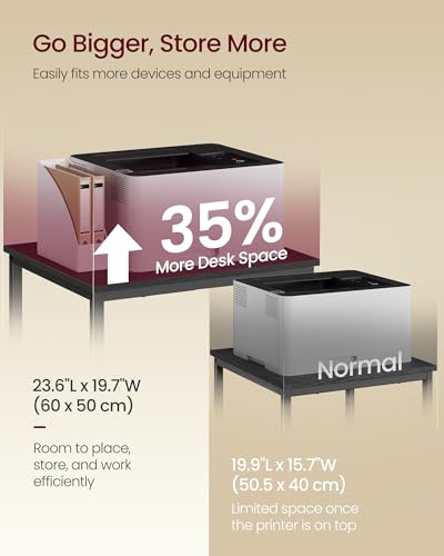 VASAGLE 2-Tier Printer Stand with Locking Wheels, Under Desk Printer Table - color: Ebony Black, size: 2 Tiers/Large