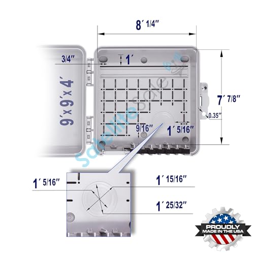 SatelliteSale Weatherproof Junction Box Heavy Duty Enclosure 9x9x4 Inches UV-Rated Thermoplastic Alloy Made in USA - size: 9"×9"×4"