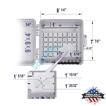 SatelliteSale Weatherproof Junction Box Heavy Duty Enclosure 9x9x4 Inches UV-Rated Thermoplastic Alloy Made in USA - size: 9"×9"×4"