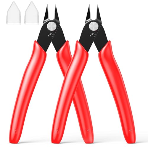 Small Wire Cutters for Jewelry Making 2 Pack Diagonal Flush Cutters - color: Red ( 2 Pack )