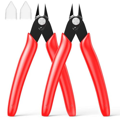Small Wire Cutters for Jewelry Making 2 Pack Diagonal Flush Cutters - color: Red ( 2 Pack )