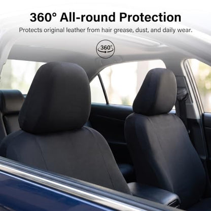 2 PCS Car Seat Headrest Covers, 9" x 10.6" Highly Elastic Knitted Car Headrest Protector, Breathable Dustproof Washable Auto Head Rest Sleeve, Universal for Vehicles SUV Truck (Black) - color: Black