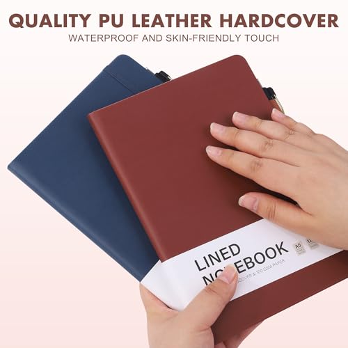 Aodaer 30 Set Lined Notebook Journals with Pens A5 Notebooks 100 GSM College Ruled Hardcover Notebook PU Leather Notepad with Pen Holder for Office School, 5.7 x 8.3 Inches, Deep Multicolor - color: Deep Multicolor