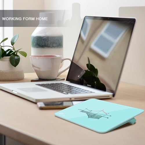 Aqua Blue Mini Desktop Pure Glass Whiteboard, Small Glass Dry-Erase Stand - color: Turquoise