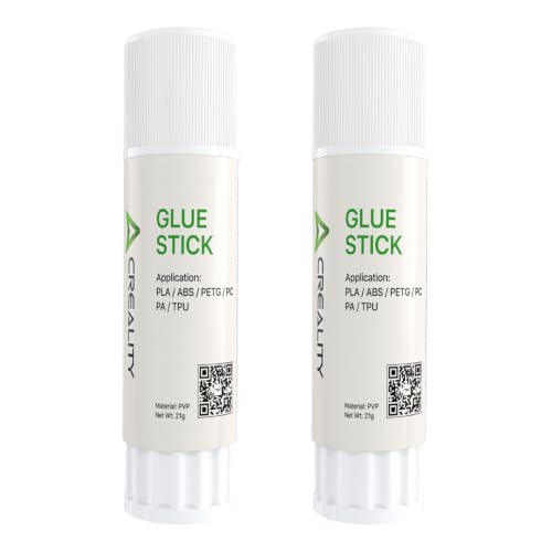 Creality 3D Printer Glue Sticks for Hot Bed, PVP Solid Adhesive Anti-Warping for PLA/ABS/PETG/PC/PA/TPU – Water Washable, No Residue, Strong Bed Adhesion, 2 Pack - style: Glue Stick