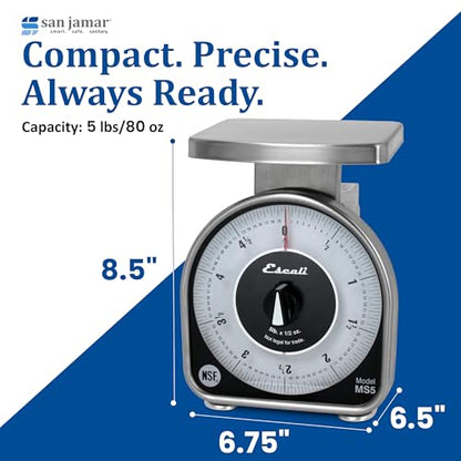 Escali Mechanical Dial Scale 5 Lb X 0.5 Oz - style: San Jamar SCMDL5 Mechnical Dial Food/Kitchen Scale, 5 lb Capacity