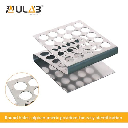 ULAB Scientific Test Tube with Tube Rack, Z Shape Stainless Steel Tube Rack, Suitable for Tubes of Dia.≤16mm, 10pcs of 16ml Cylindrical Glass Test Tubes with Flange stoppers, UTR1002 - style: Z shape & 10pcs of 16ml glass tubes
