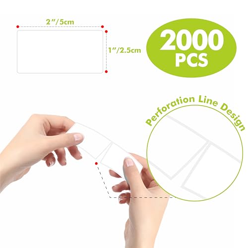 2000 Removable Freezer Labels, Water/Oil/Tear Resistant Blank Food Stickers with Perforation Line for Refrigerator, Food Containers, Jars, Pantry Organization (1” x 2”, 2 Rolls) - color: 2000-blank, size: 1” x 2”