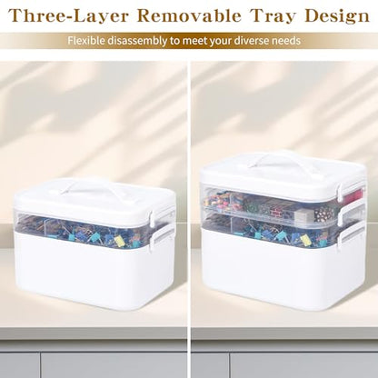 Medium 3-Tier Art Supply Storage Organizer with Removable Trays - color: Three-Layer