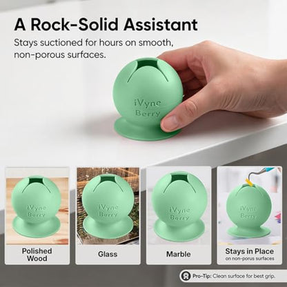 iVyne Berry Suctioned Vinyl Weeding Scrap Collector | Versatile Multi-Surface Suction & Anti-Spill Vinyl Scrap Collector w/Soft and Flexible Silicone to Protect your Weeding Tools | Green, 1 Pack - color: Green