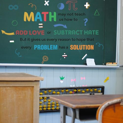 LHIUEM 62pcs Math Wall Stickers Colorful Mathematics Wall Decals Peel and Stick Math Symbols Pattern Kids Stickers Gift Motivational Quotes Wallpapers Problem Solution Sticker for Classroom Nursery - color: Math Wall Sticker