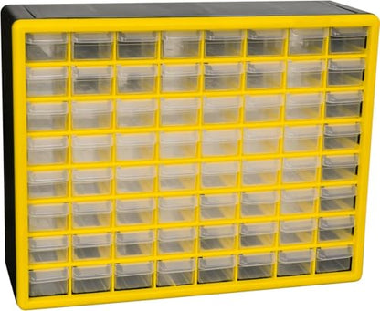 Akro-Mils 64-Drawer Plastic Storage Cabinet, 20"W x 6"D x 16"H, Yellow - color: Yellow, size: 64 Drawer, style: 1 Pack