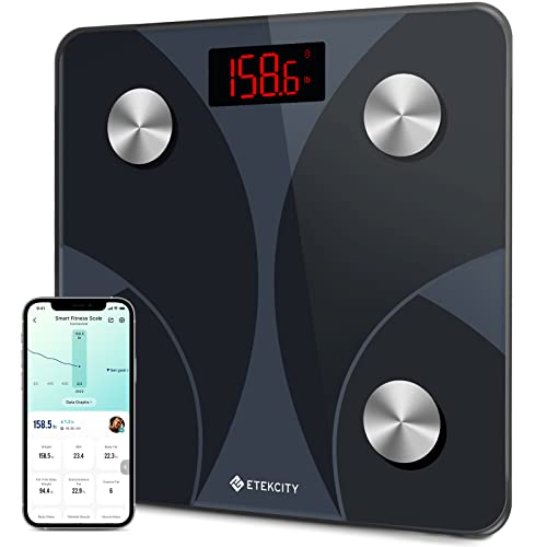 Etekcity Smart Scale for Body Weight and Body Fat, FSA Eligible, Ash-black - color: Black, size: 10.2 x 10.2 inches