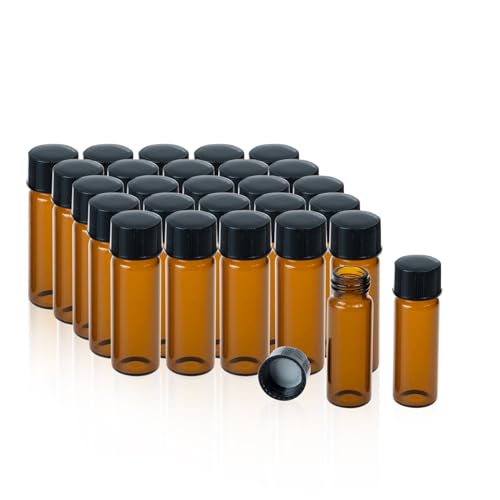 ALWSCI 1 Dram 4mL Amber Glass Vials with Screw Caps, 20 Pack - size: 4ml