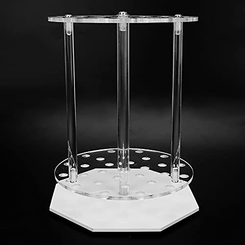 28-Hole Plexiglass Pipette Rack, Round Acrylic Test Tube Stand Holder for Laboratory Workbench, Classroom Science Lab, Sample Tube Storage Organizer
