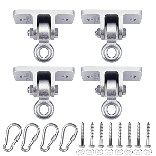 BETOOLL Heavy Duty Swing Hangers Swing Set Hardware Playground Porch Wooden Sets Indoor Outdoor Set of 4 - color: Silver 4pcs