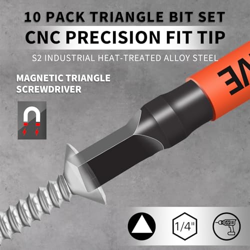 DYRECELVE 10-Pack Triangle Screwdriver, 2.56-In Magnetic Triangle Bit Set