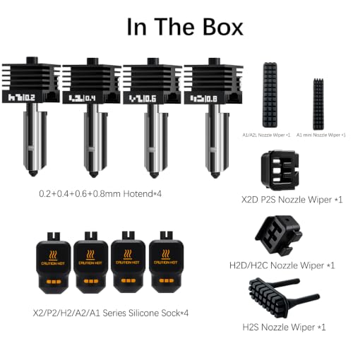 0.2 0.4 0.6 0.8mm for Bambu Lab P2S X2D A1 A1 Mini H2S H2C H2D Nozzle - size: 0.2/0.4/0.6/0.8mm