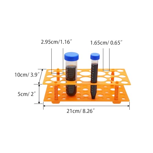 28 Well Test Tube Rack, 3 Pack Orange Holder for 10ml 15ml 50ml Tubes Lab - color: Orange, size: 28 Well