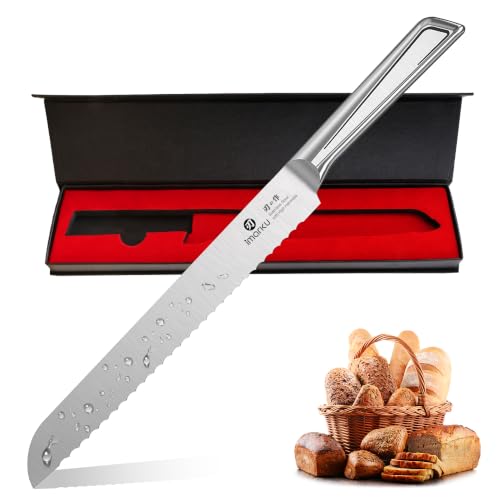 imarku Serrated Bread Knife with Japanese High Carbon Stainless Steel - color: Classic Silver