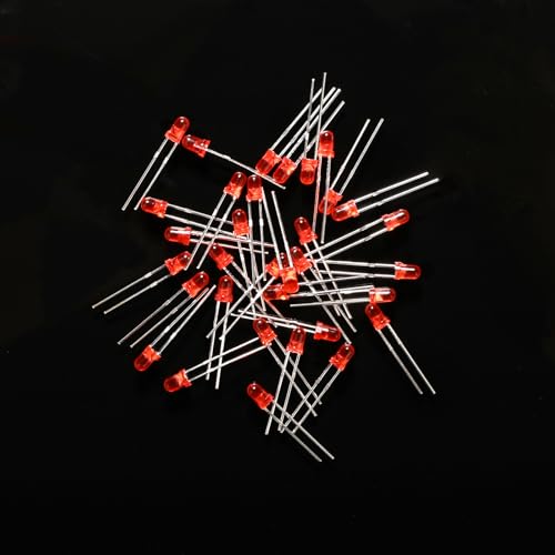 100-Pack 3mm Red Diffused LED Diodes, 2.0-2.2V 20mA - color: RED, size: 3MM