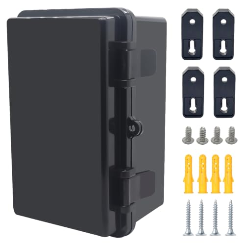 Junction Box, Hinged Black Cover IP67 Waterproof ABS Project Box with Mounting Plate Electrical Box Enclosure with Wall Bracket 8.3 x 5.1 x 4.3inch(210x130x110mm) - color: Black, size: 8.3"x5.1"x4.3"