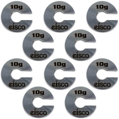 Eisco Labs 10g Stainless Steel Slotted Mass – Durable Precision Weight with 5/8" Outer Diameter, Slotted Design for Lab, Physics & Educational Use, Pack of 10