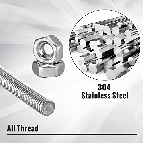 LEIFIDE 24 Pcs 8/32 in 4mm Threaded Rod with Hex Nuts, 12 Inch - size: 12 Inch