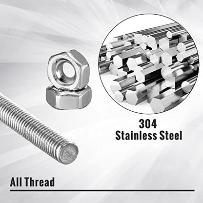 LEIFIDE 24 Pcs 8/32 in 4mm Threaded Rod with Hex Nuts, 8 Inch - size: 8 Inch