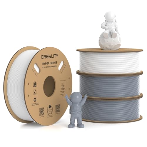 Creality Hyper PLA Filament 1.75mm, 30-600mm/s High Speed 3D Printer Filament, Dimensional Accuracy +/-0.02mm, Fit Most FDM 3D Printers, 4 Pack 1kg Spool(2.2lbs), White & Grey - color: White & Grey