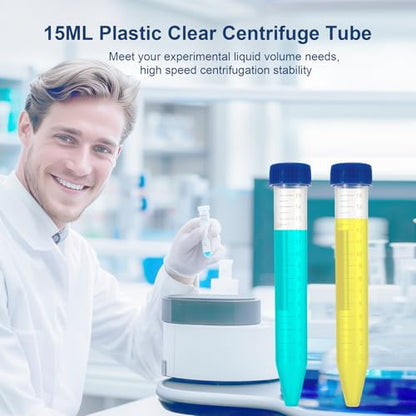 15ml 10Pcs Conical Centrifuge Tubes with Blue Screw Caps