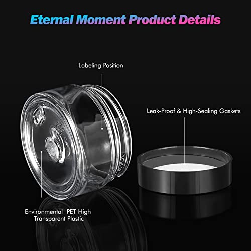 Eternal Moment 50 Pack 1 OZ Plastic Jars Clear Cosmetic Container with Lids - color: Black Lid, size: 1 Ounce