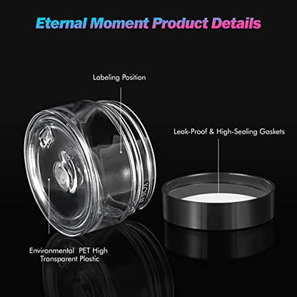 Eternal Moment 36 Pack 1 OZ Plastic Jars Clear Cosmetic Container with Lids - color: Black Lid, size: 1 Ounce