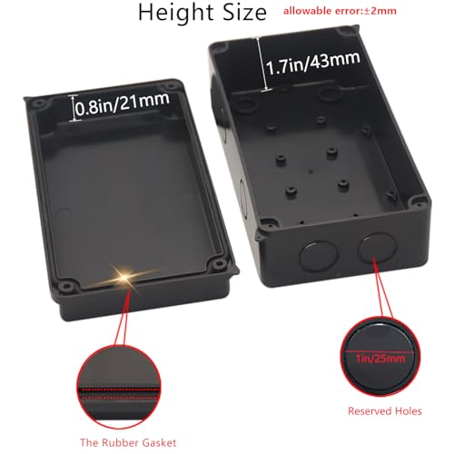Outdoor Waterproof Box,Junction Box Reserved Holes IP65 ABS Plastic Electrical Boxes Power Cord Enclosure Project Box Black Outer Size 7.9 x 3.9 x 2.8 inch(200x100x70mm) - size: 7.9" x 3.9" x 2.8"
