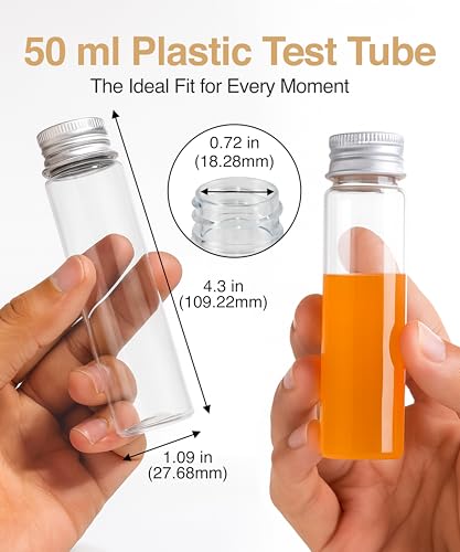 30 PCS 50 ml Clear Plastic Test Tubes with Screw Top Lids, Flat Bottom - style: 50 ML (30 Pcs)